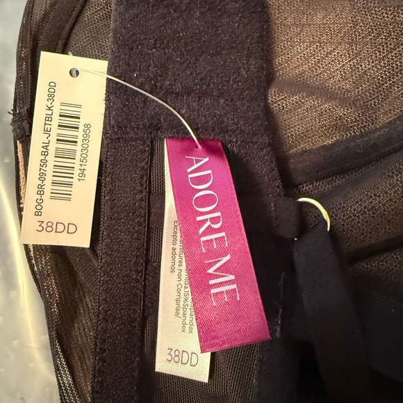 Adore Me Black Mesh Strappy Bra 38 DD - Picture 7 of 7